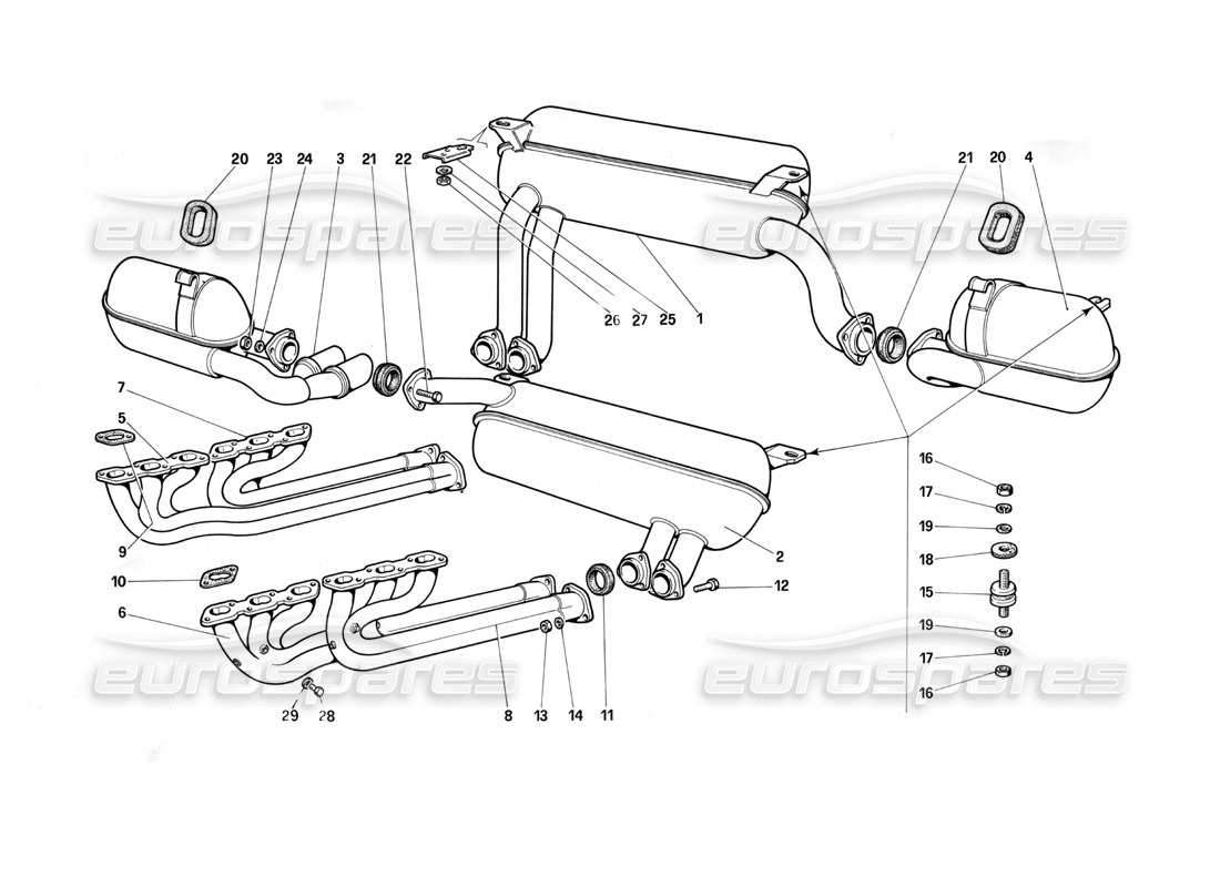 a part diagram from the Ferrari Testarossa (1990) parts catalogue