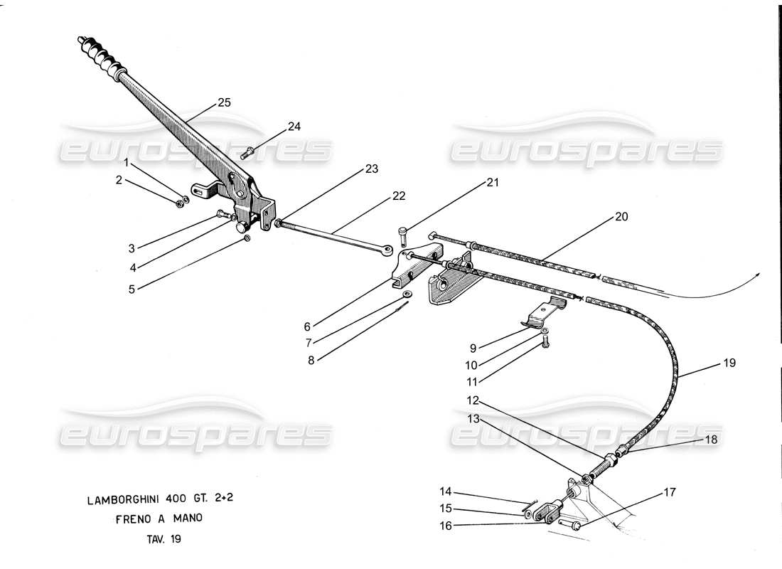 a part diagram from the lamborghini 400 gt parts catalogue