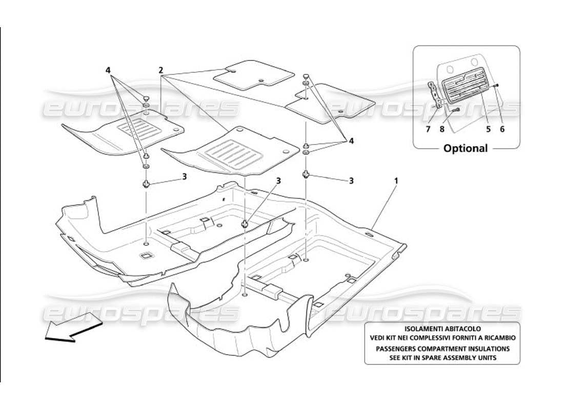 a part diagram from the maserati 4200 gransport (2005) parts catalogue