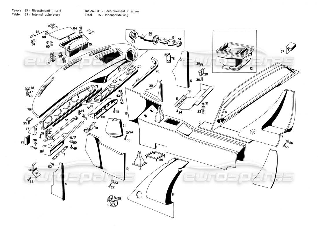a part diagram from the maserati merak 3.0 parts catalogue