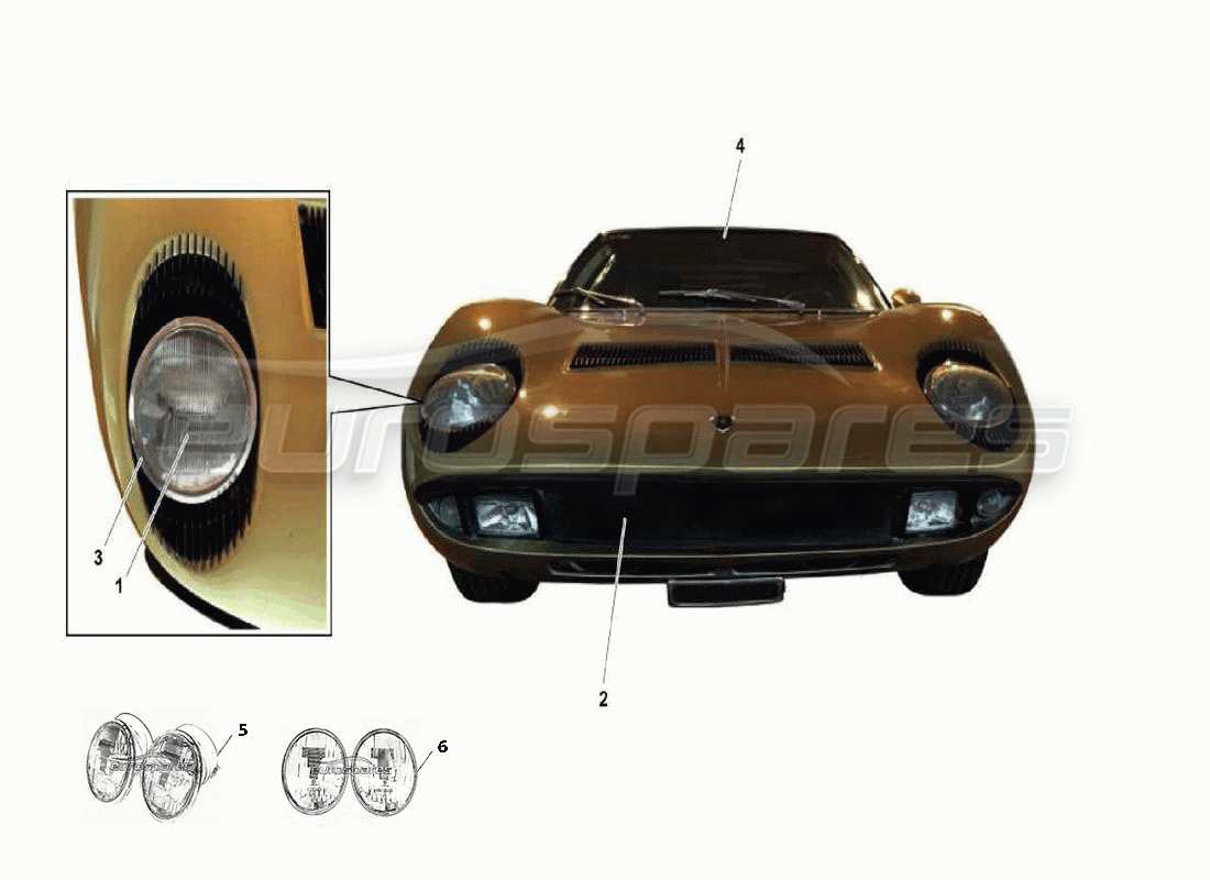 VIEW PARTS DIAGRAMS FROM THE LAMBORGHINI MIURA PARTS CATALOGUE a part diagram from the lamborghini miura parts catalogue