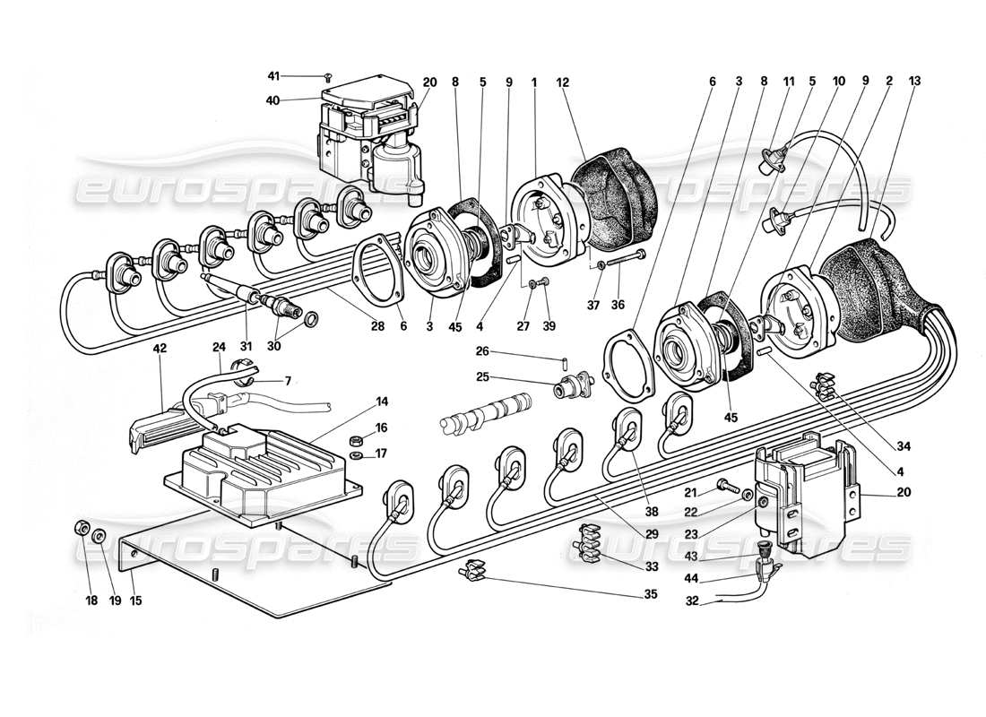 a part diagram from the ferrari testarossa (1987) parts catalogue