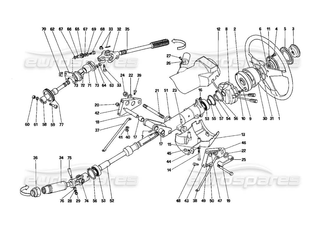 a part diagram from the ferrari testarossa (1990) parts catalogue