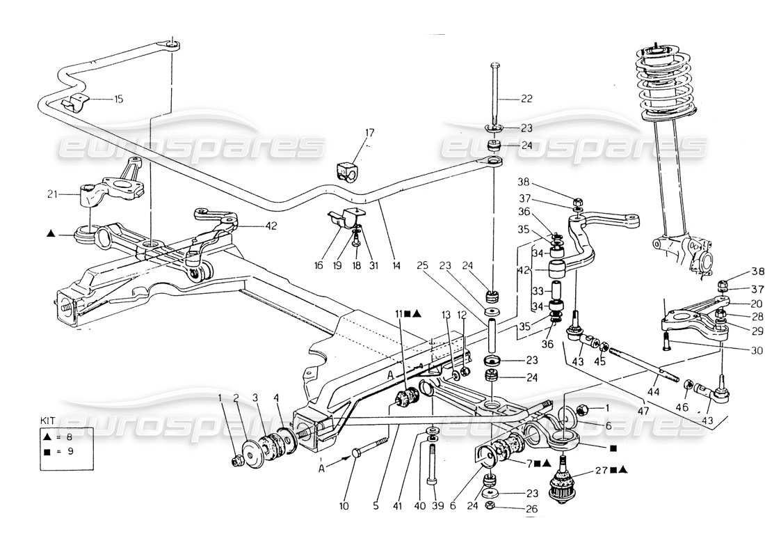 a part diagram from the maserati biturbo (1983-1995) parts catalogue