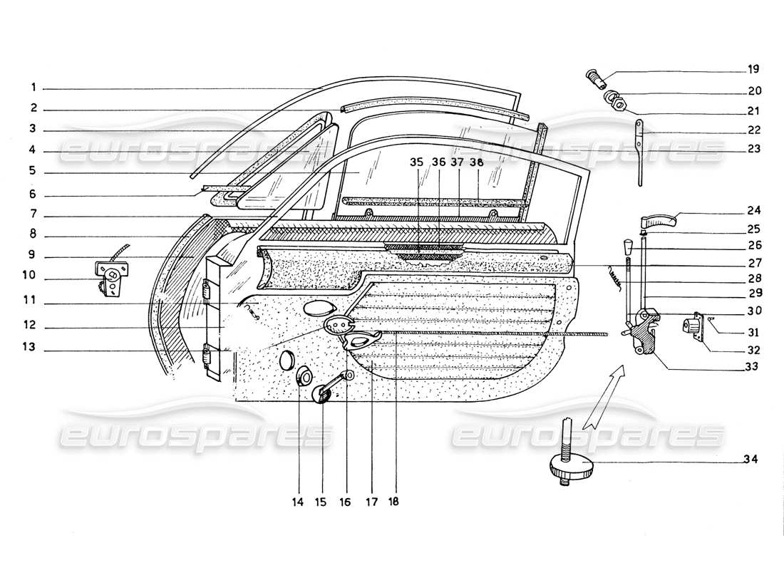 a part diagram from the ferrari 206 gt dino (coachwork) parts catalogue
