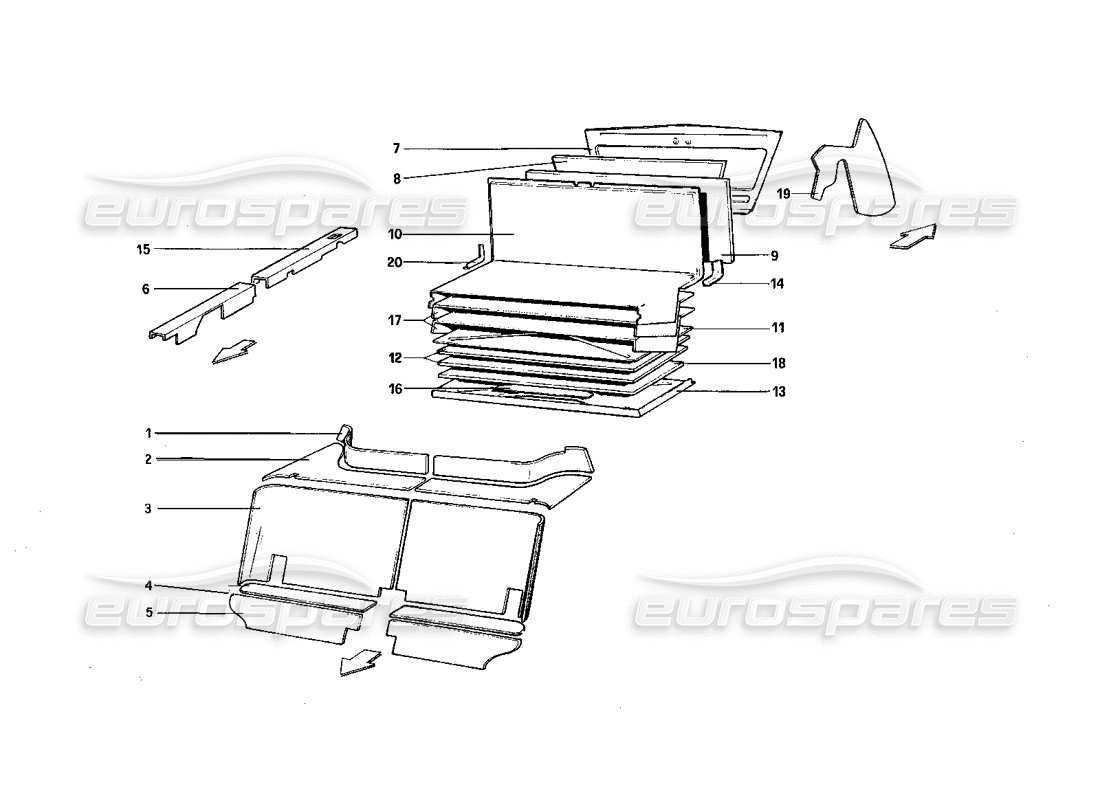 a part diagram from the ferrari 308 quattrovalvole (1985) parts catalogue