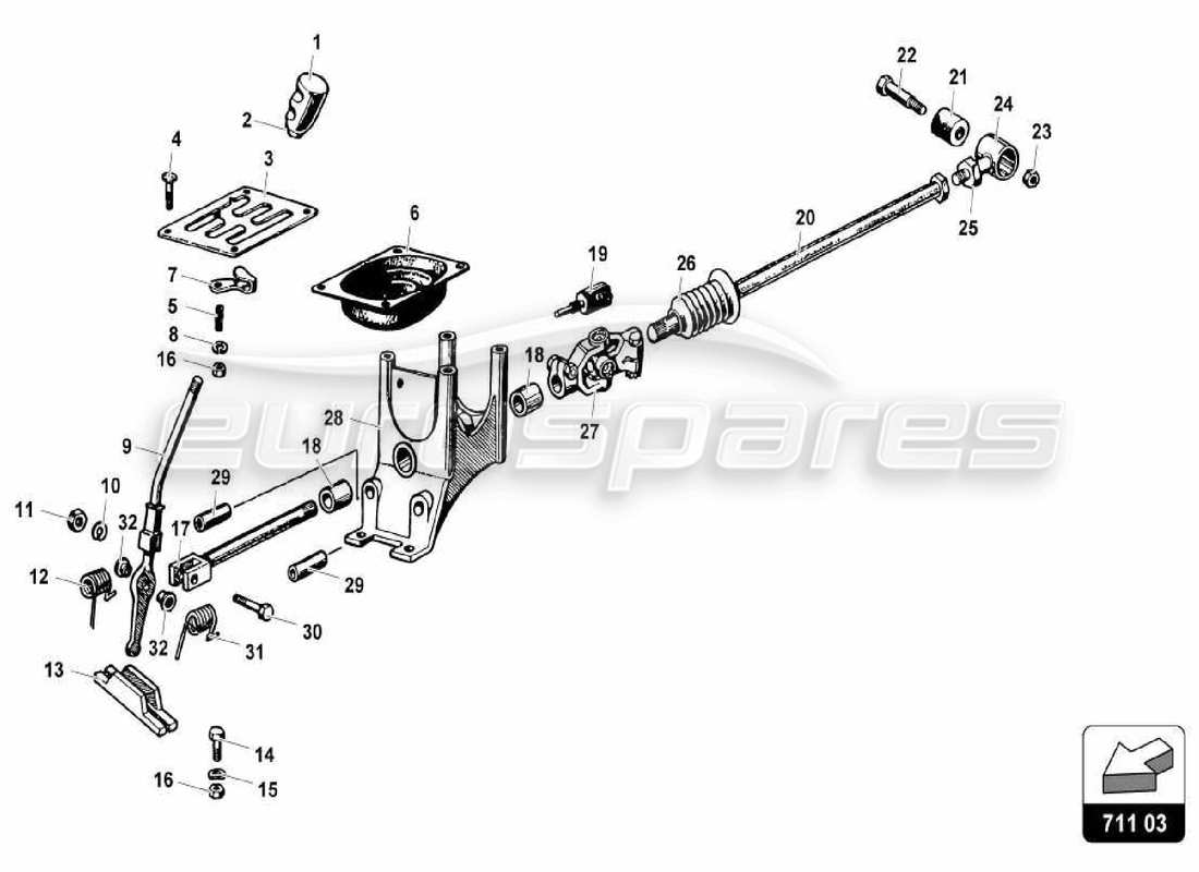 a part diagram from the lamborghini miura p400 parts catalogue