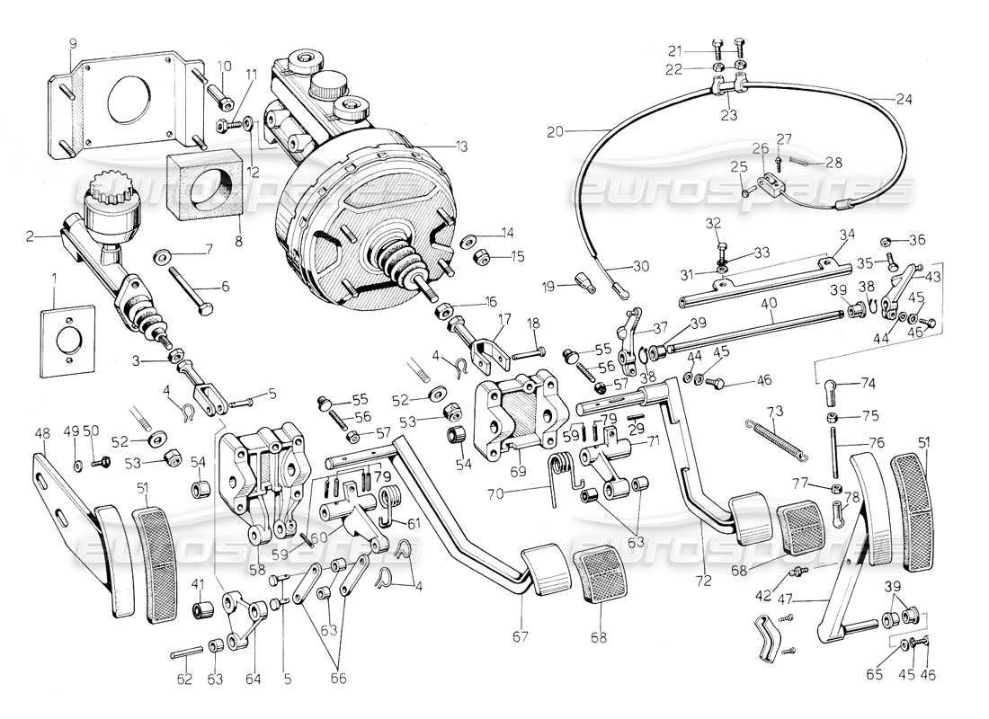 a part diagram from the lamborghini countach 5000 s (1984) parts catalogue