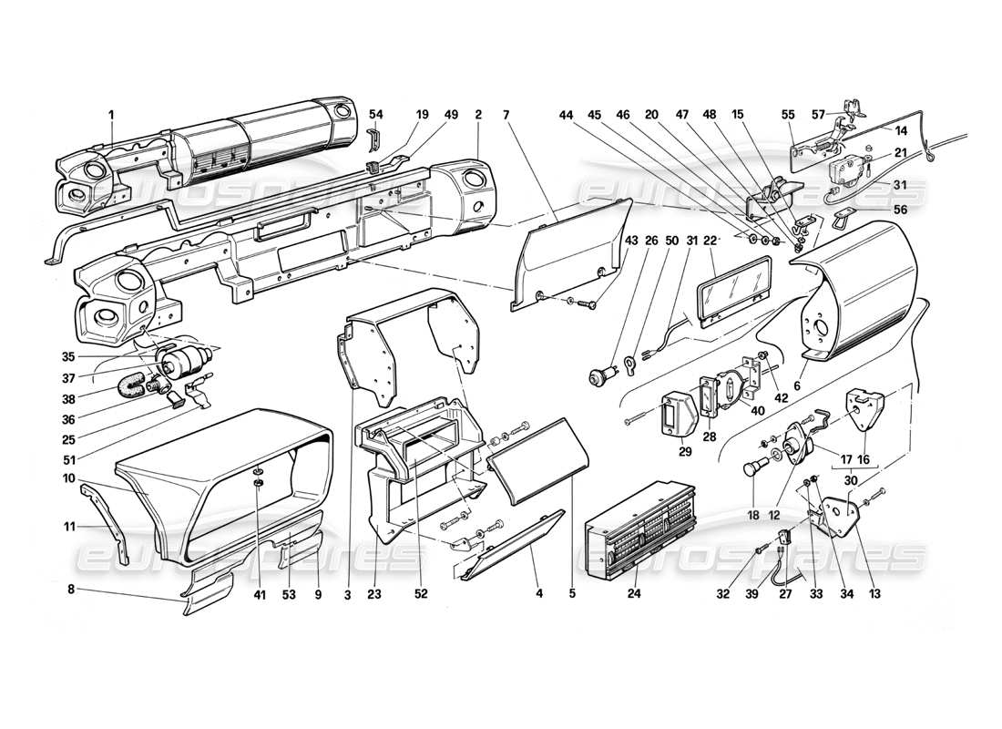 a part diagram from the ferrari testarossa (1987) parts catalogue