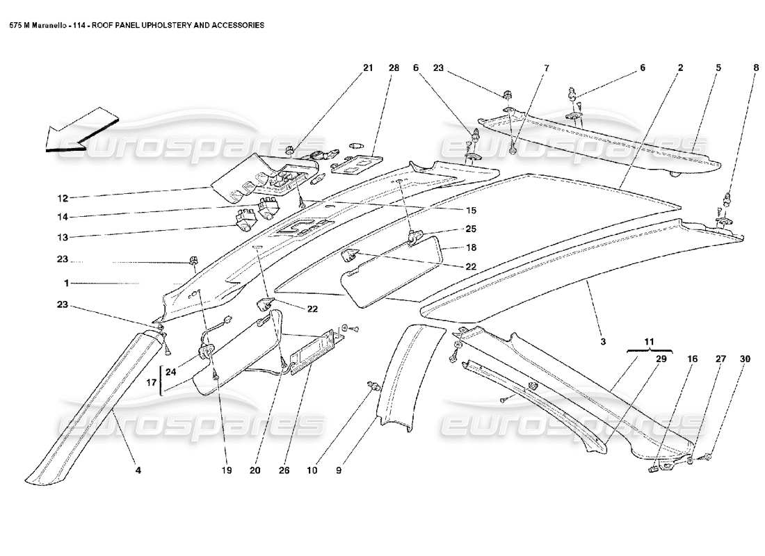 a part diagram from the ferrari 575m maranello parts catalogue