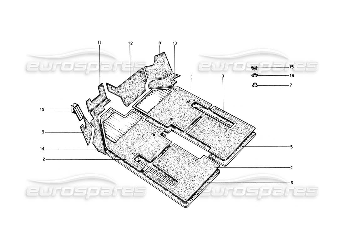 a part diagram from the Ferrari 512 BB parts catalogue
