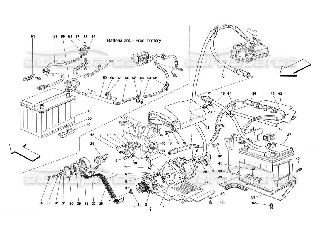 a part diagram from the Ferrari 348 (1993) TB / TS parts catalogue