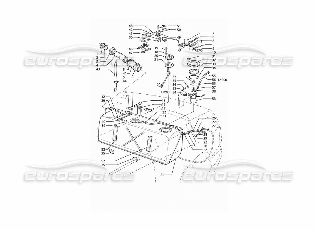 a part diagram from the maserati ghibli 2.8 (abs) parts catalogue