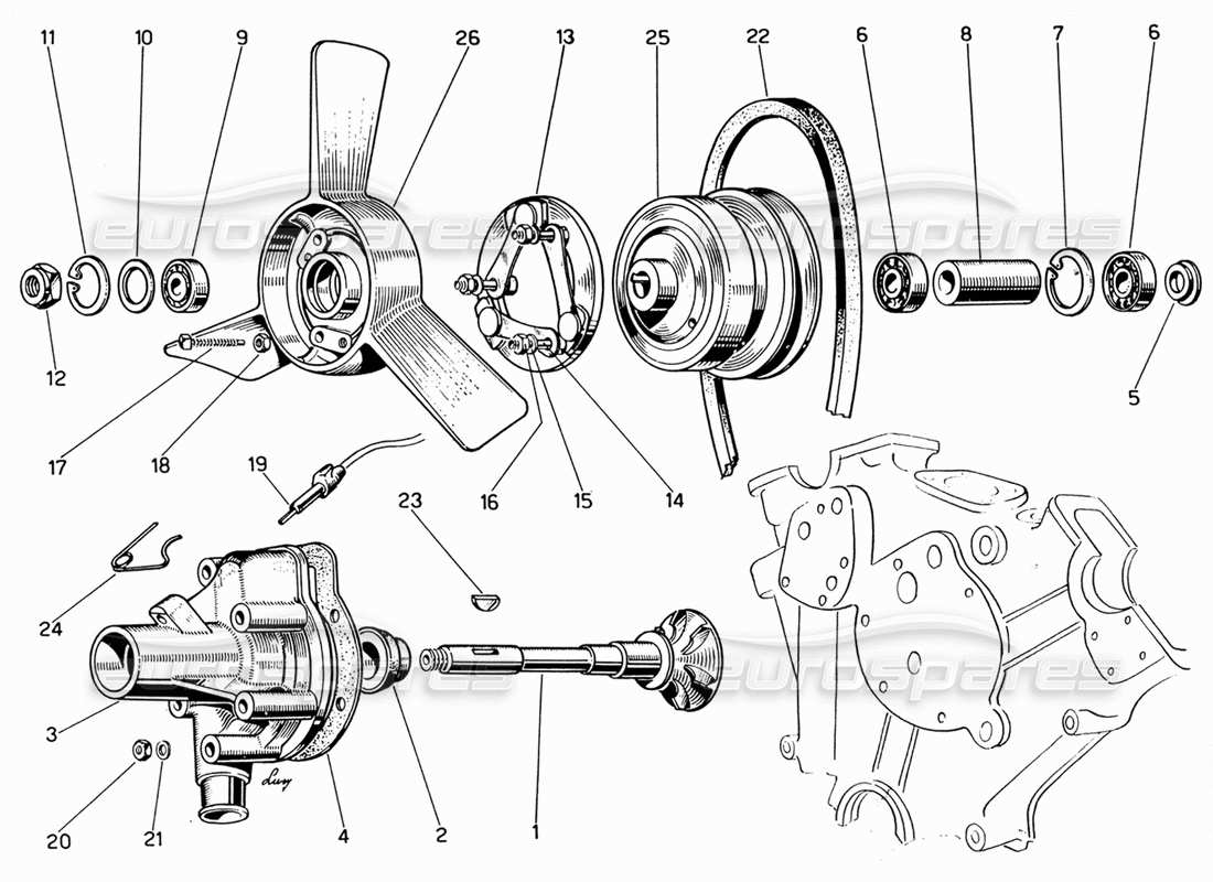 a part diagram from the Ferrari 330 GT 2+2 parts catalogue