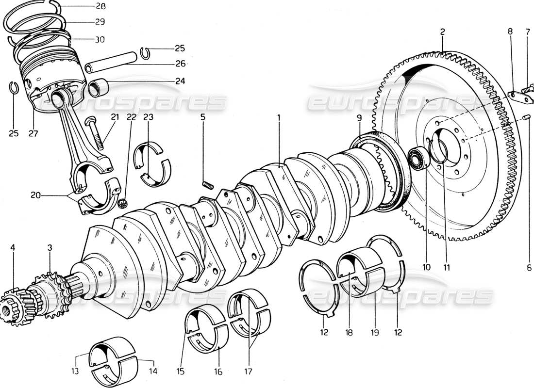 a part diagram from the ferrari 365 gt4 2+2 (1973) parts catalogue