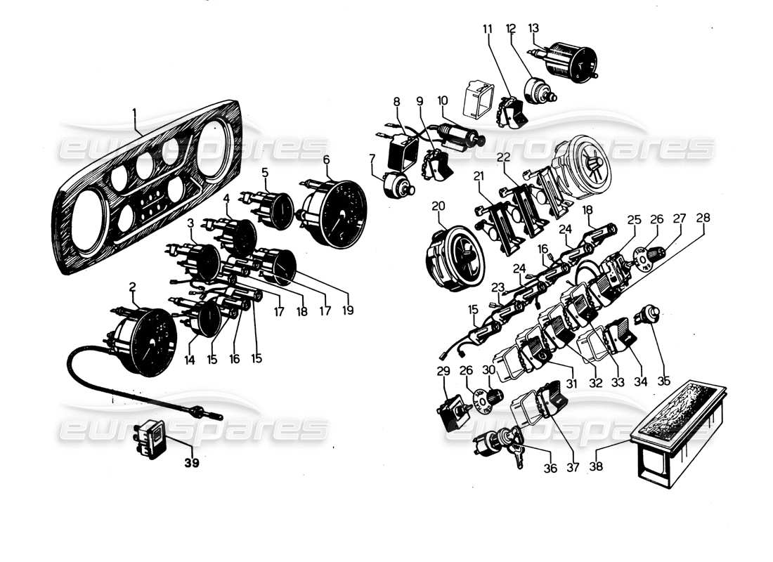 a part diagram from the lamborghini espada parts catalogue