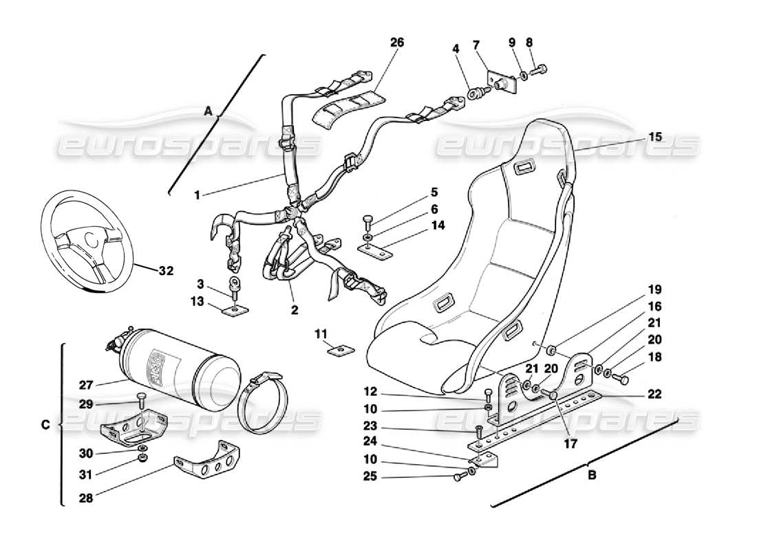 a part diagram from the ferrari 355 challenge (1996) parts catalogue