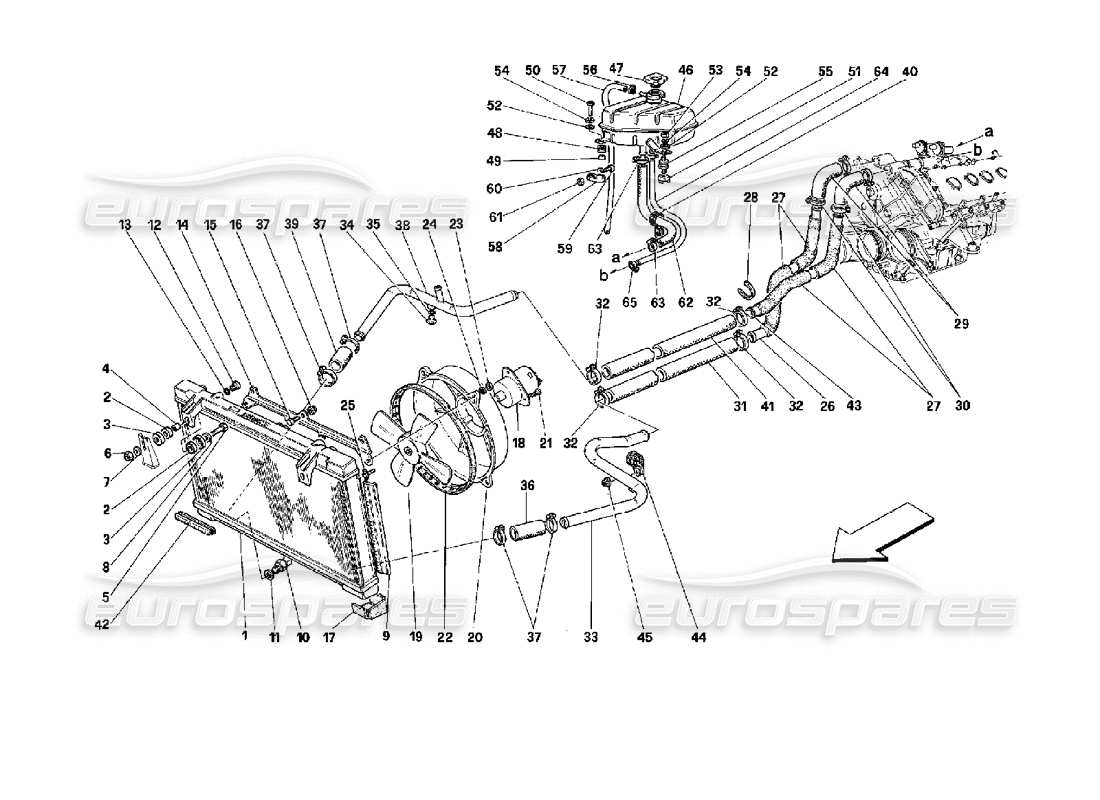 a part diagram from the ferrari mondial 3.4 t coupe/cabrio parts catalogue