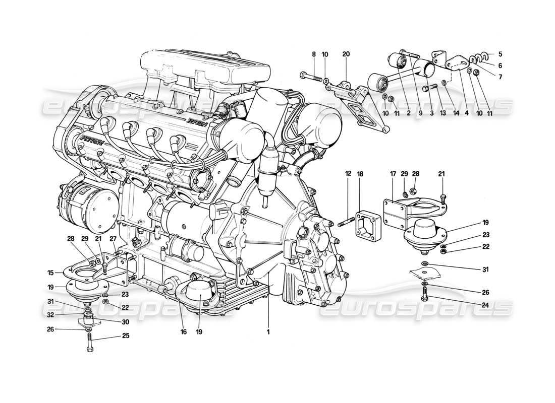 a part diagram from the Ferrari 208 Turbo (1982) parts catalogue
