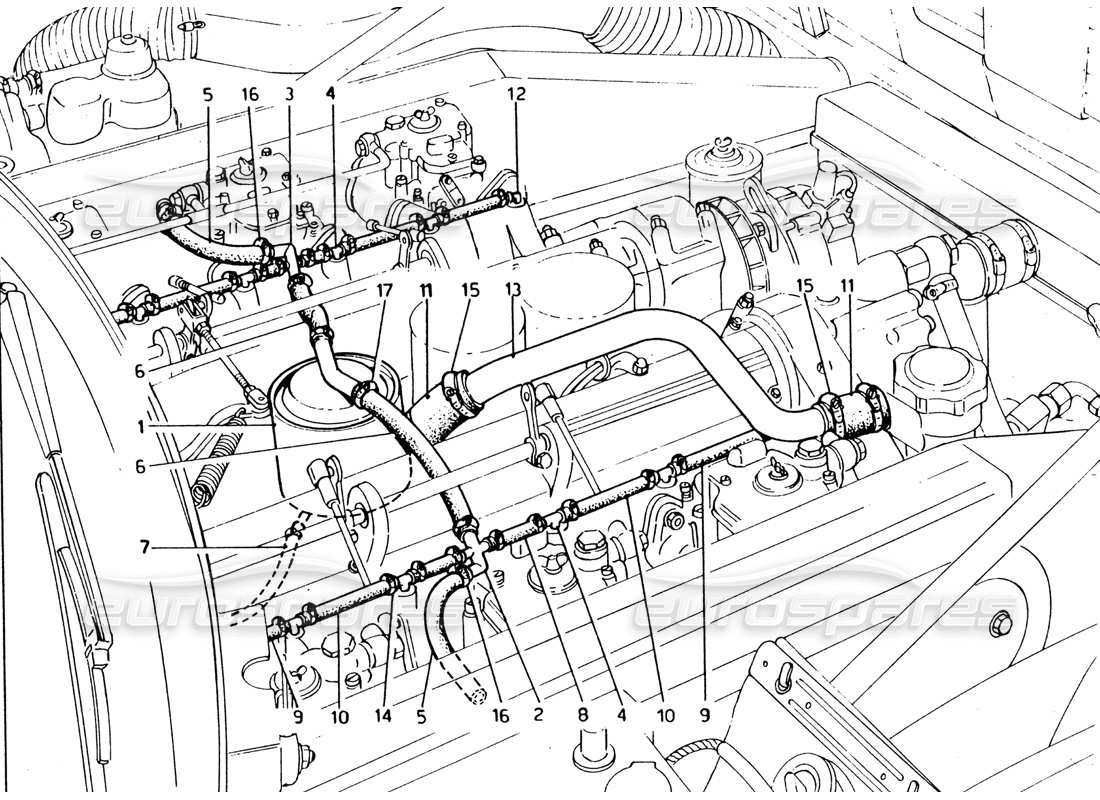 a part diagram from the ferrari 365 gt4 2+2 (1973) parts catalogue