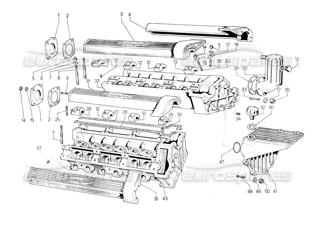 a part diagram from the lamborghini countach lp400 parts catalogue