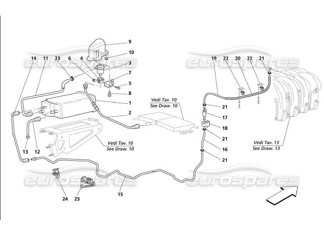 a part diagram from the maserati 4200 coupe (2005) parts catalogue