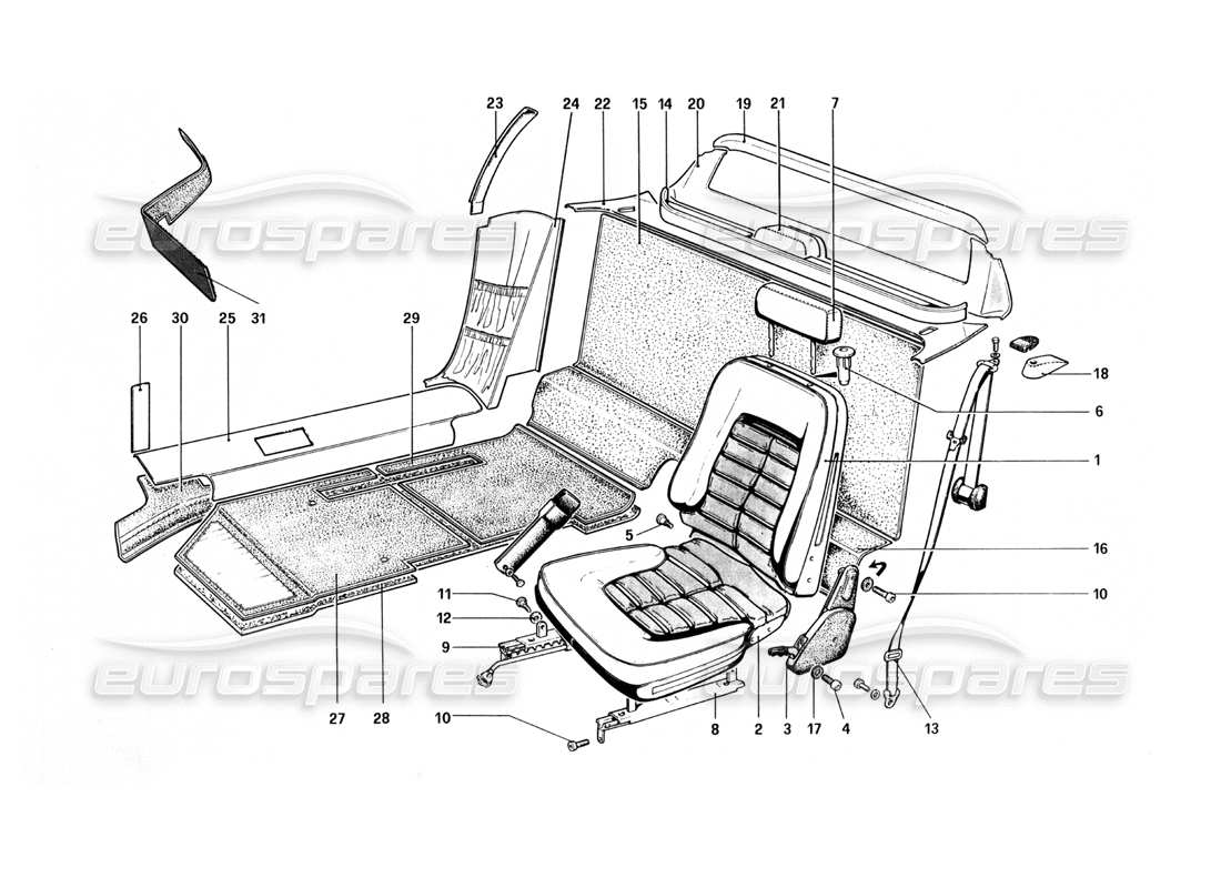 a part diagram from the Ferrari 512 BBi parts catalogue