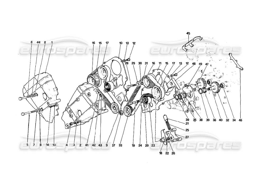 a part diagram from the Ferrari 308 Quattrovalvole (1985) parts catalogue