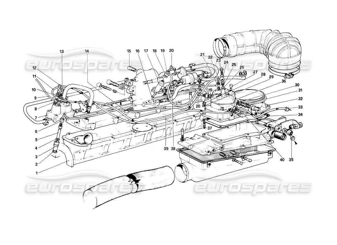 a part diagram from the ferrari 400i (1983 mechanical) parts catalogue