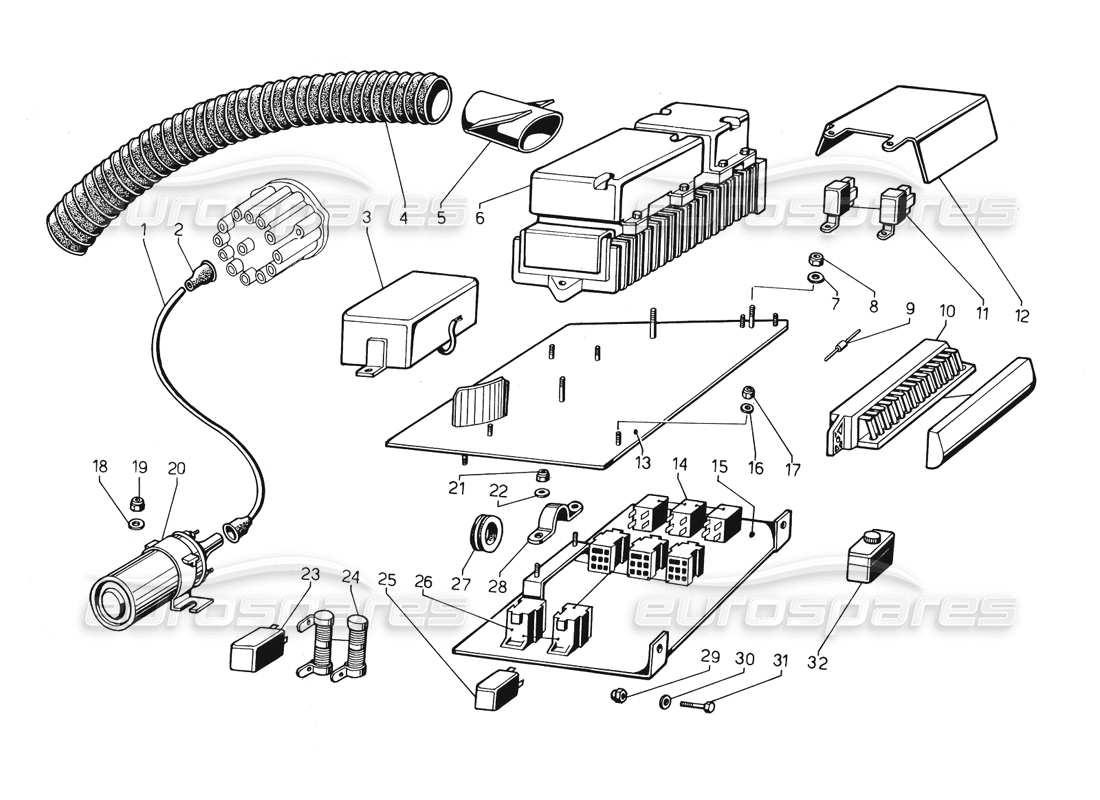a part diagram from the lamborghini countach 5000 qv (1985) parts catalogue