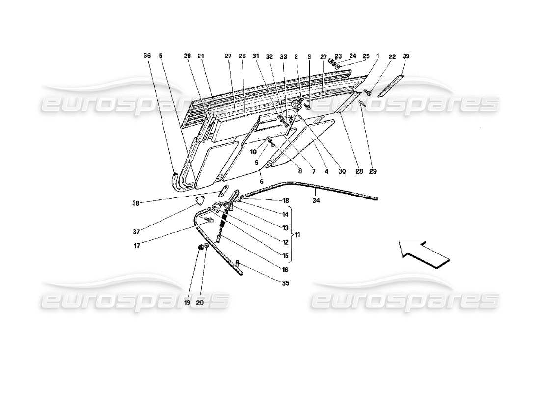 a part diagram from the Ferrari Mondial 3.4 t Coupe/Cabrio parts catalogue
