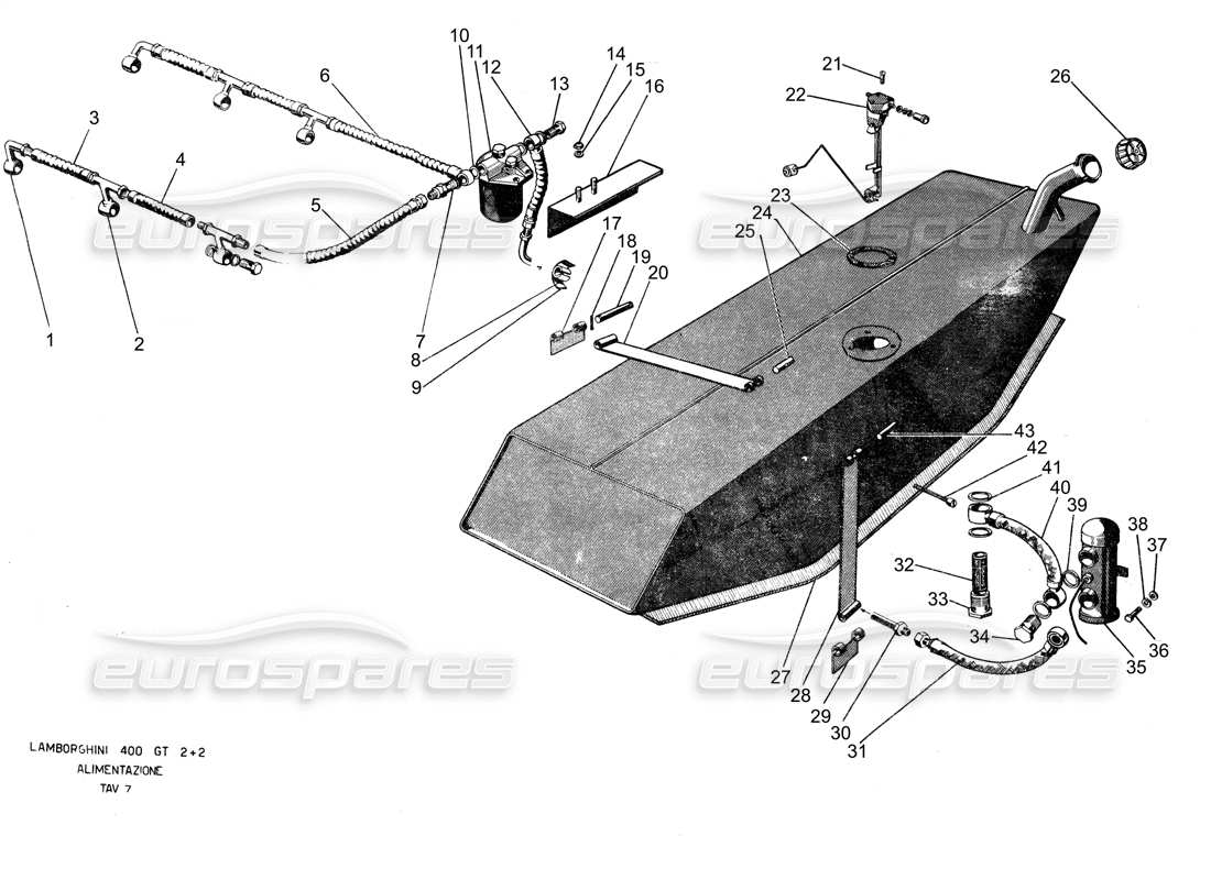 VIEW PARTS DIAGRAMS FROM THE LAMBORGHINI 400 PARTS CATALOGUE a part diagram from the lamborghini 400 parts catalogue