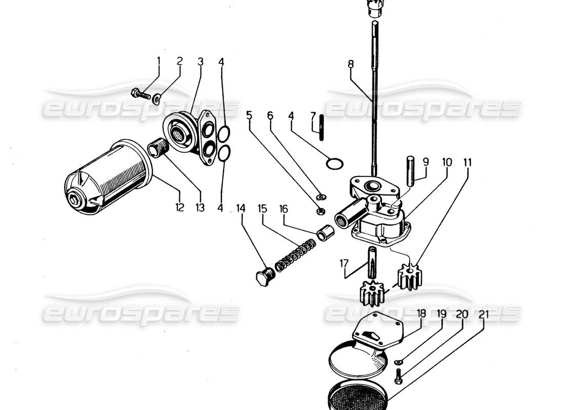 a part diagram from the Lamborghini Urraco P250 / P250S parts catalogue
