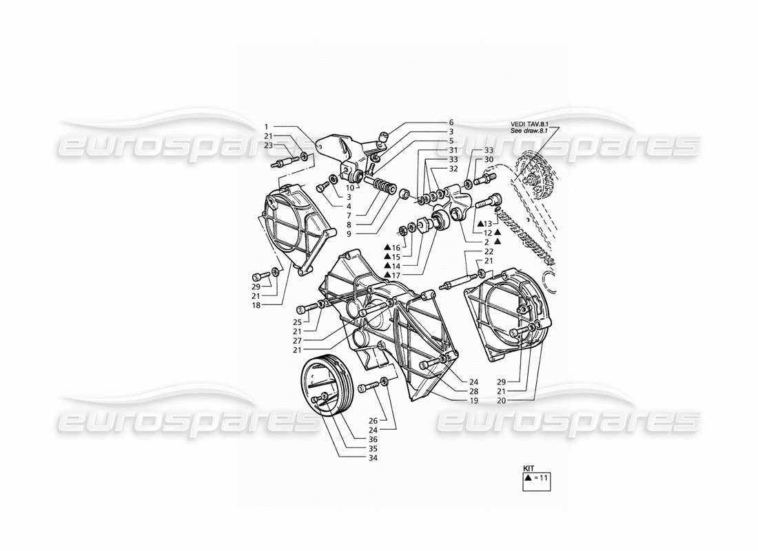 maserati qtp. 3.2 v8 (1999) timing control parts diagram