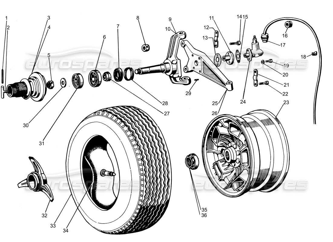 lamborghini espada front hub series i part diagram