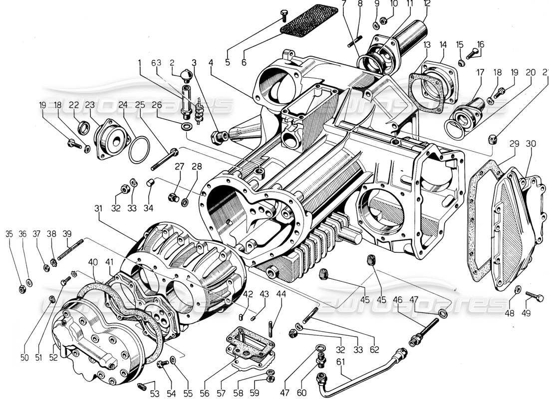 lamborghini urraco p300 gearbox ( castings) parts diagram