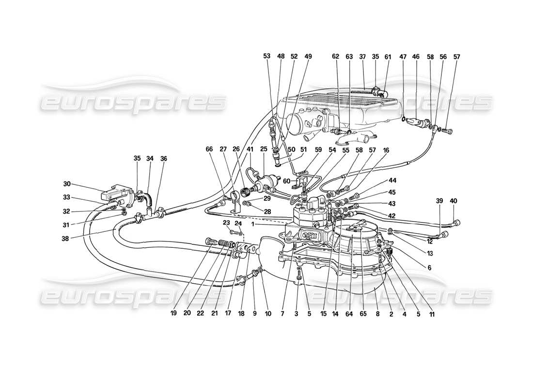 ferrari mondial 3.2 qv (1987) fuel distributors lines (for ch87 version) part diagram