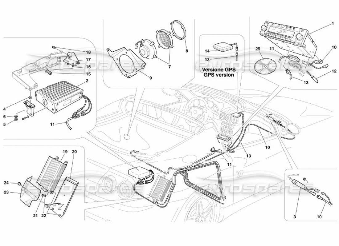 ferrari 575 superamerica stereo equipment - gps parts diagram