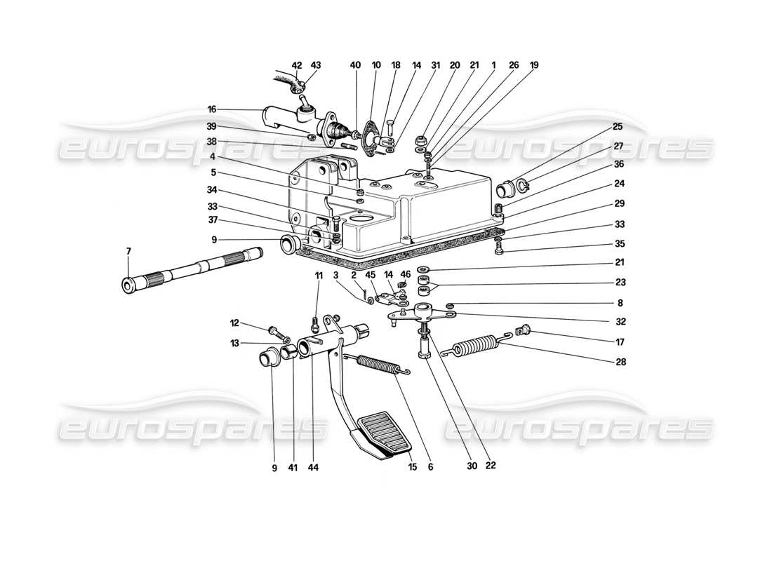 ferrari mondial 3.2 qv (1987) clutch release control (for car without antiskid system) part diagram