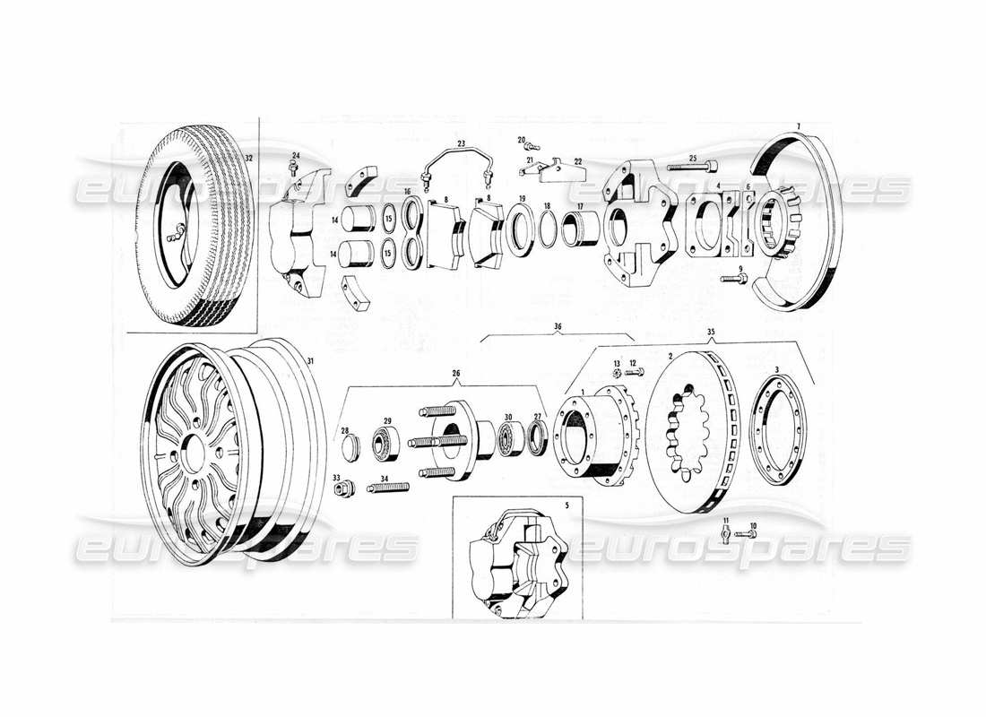 maserati indy 4.2 front cooled brakes part diagram