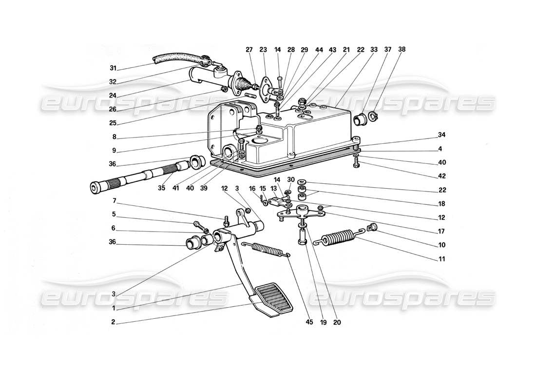 ferrari testarossa (1990) clutch release control parts diagram