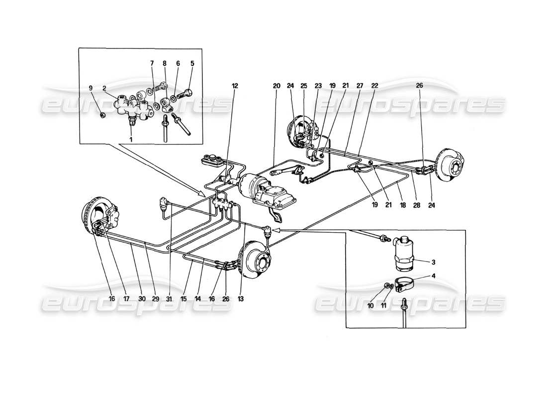 ferrari 512 bbi brake system parts diagram