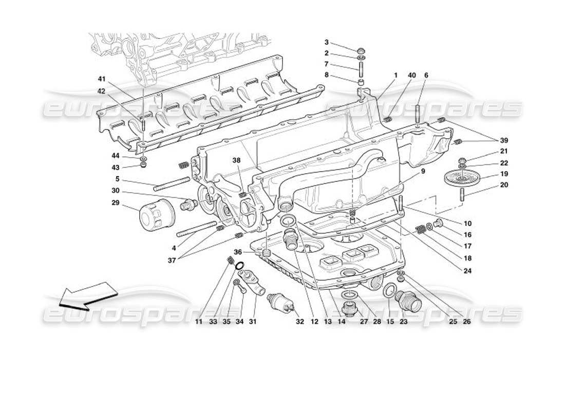 ferrari 575 superamerica lubrication - oil sumps and filters parts diagram