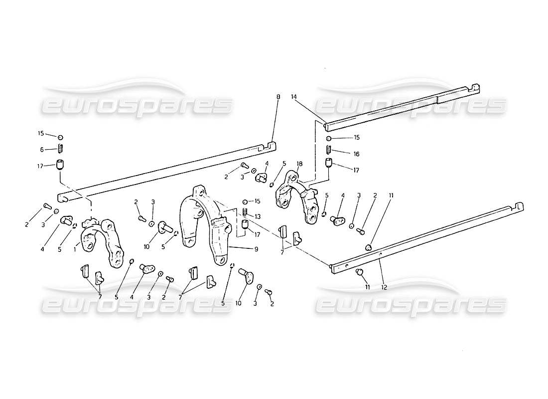 maserati biturbo 2.5 (1984) transmission - inside controls parts diagram