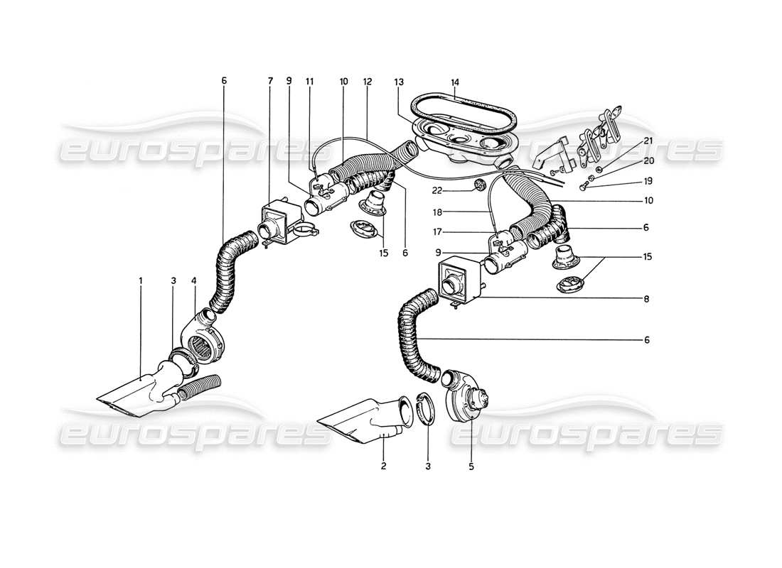 ferrari 208 gt4 dino (1975) heating system part diagram