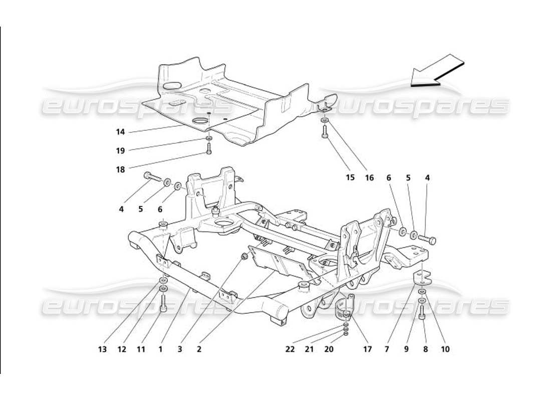 maserati 4200 gransport (2005) front under frame and undermotor shields parts diagram