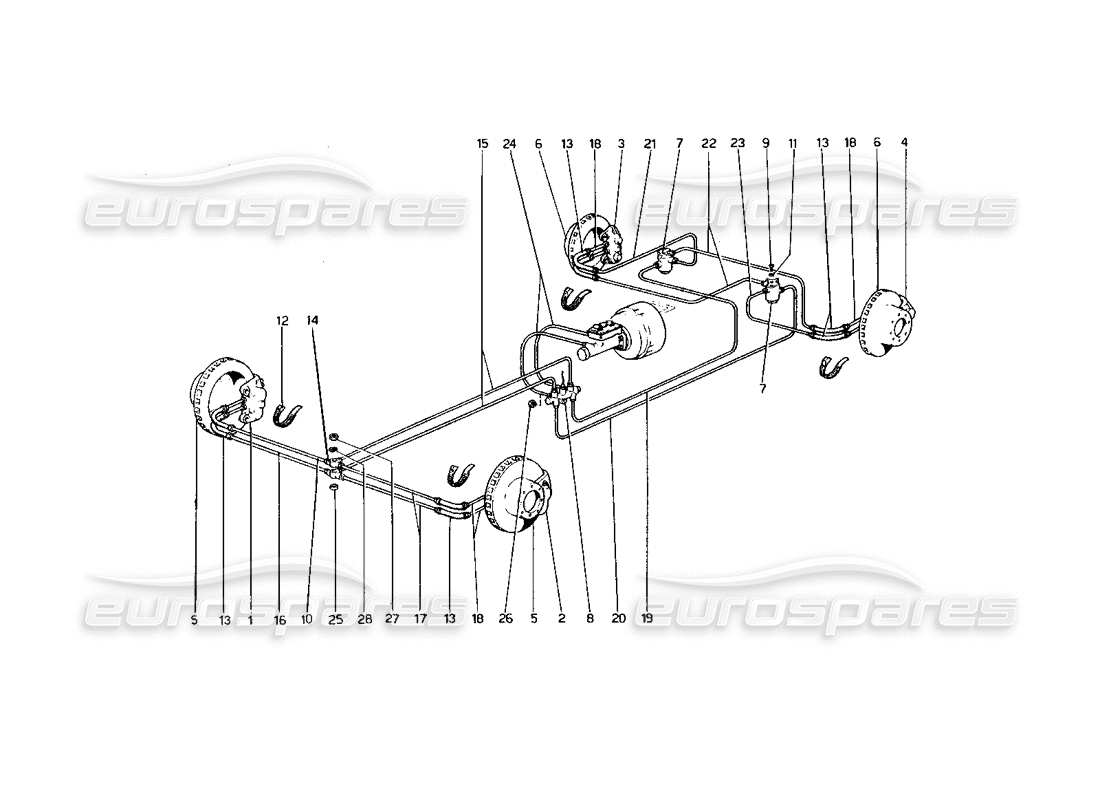 ferrari 400 gt (mechanical) brakes system parts diagram