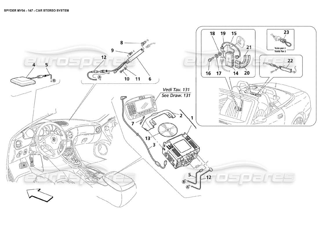 maserati 4200 spyder (2004) car stereo system part diagram