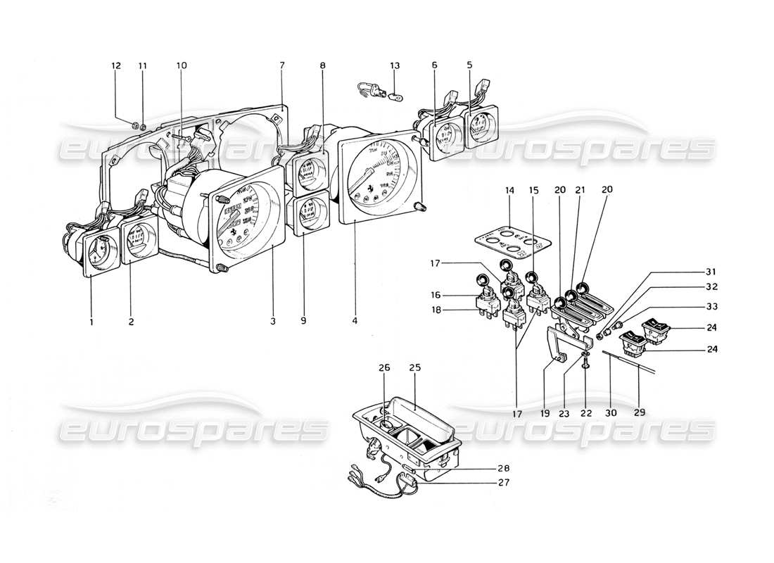 ferrari 365 gt4 berlinetta boxer instruments and accessories part diagram
