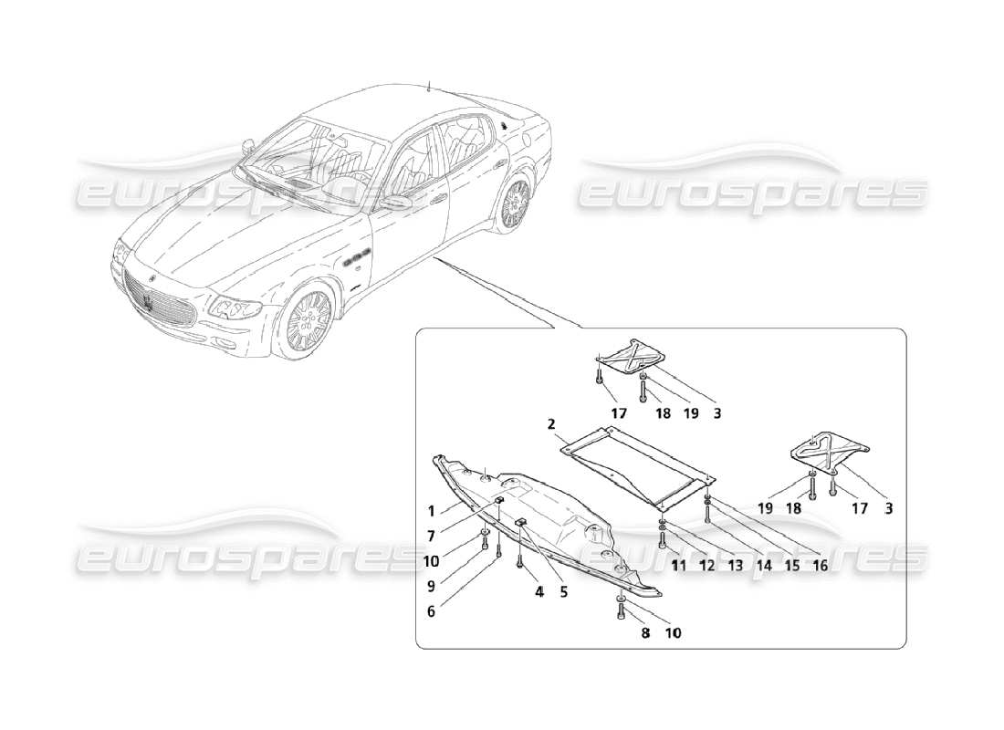 maserati qtp. (2006) 4.2 flat floor and underbody shields part diagram